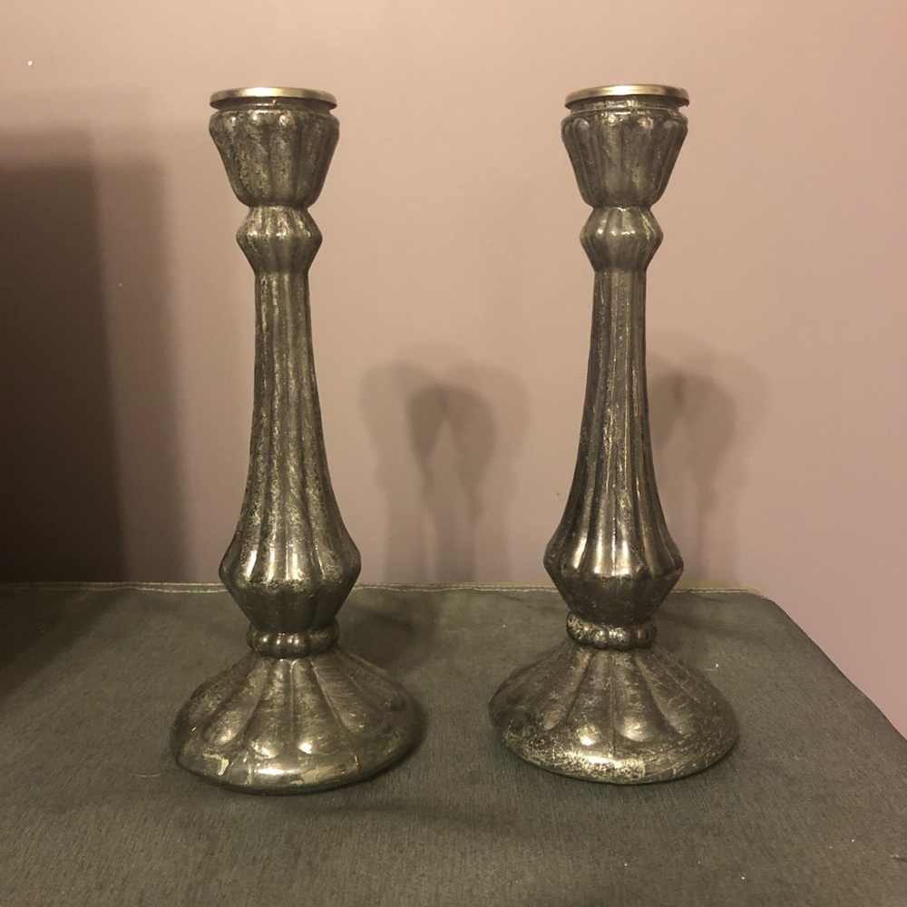 Antique finish candlesticks